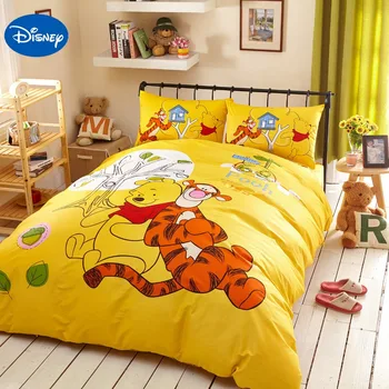 Žltá Karikatúra Disney winnie the pooh Tigger posteľná bielizeň Nastaviť pre Deti je Spálňa Decor Bavlna Posteľ Kryt Jeden Twin Kráľovná Kráľ SZ