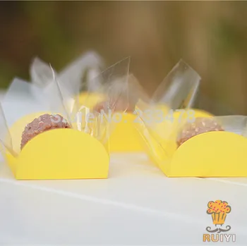 Žltá narodeninovej party dekorácie deti strana navrhne tortu obaly čokoláda box orminhas para doces 50pcs/veľa AW-0517